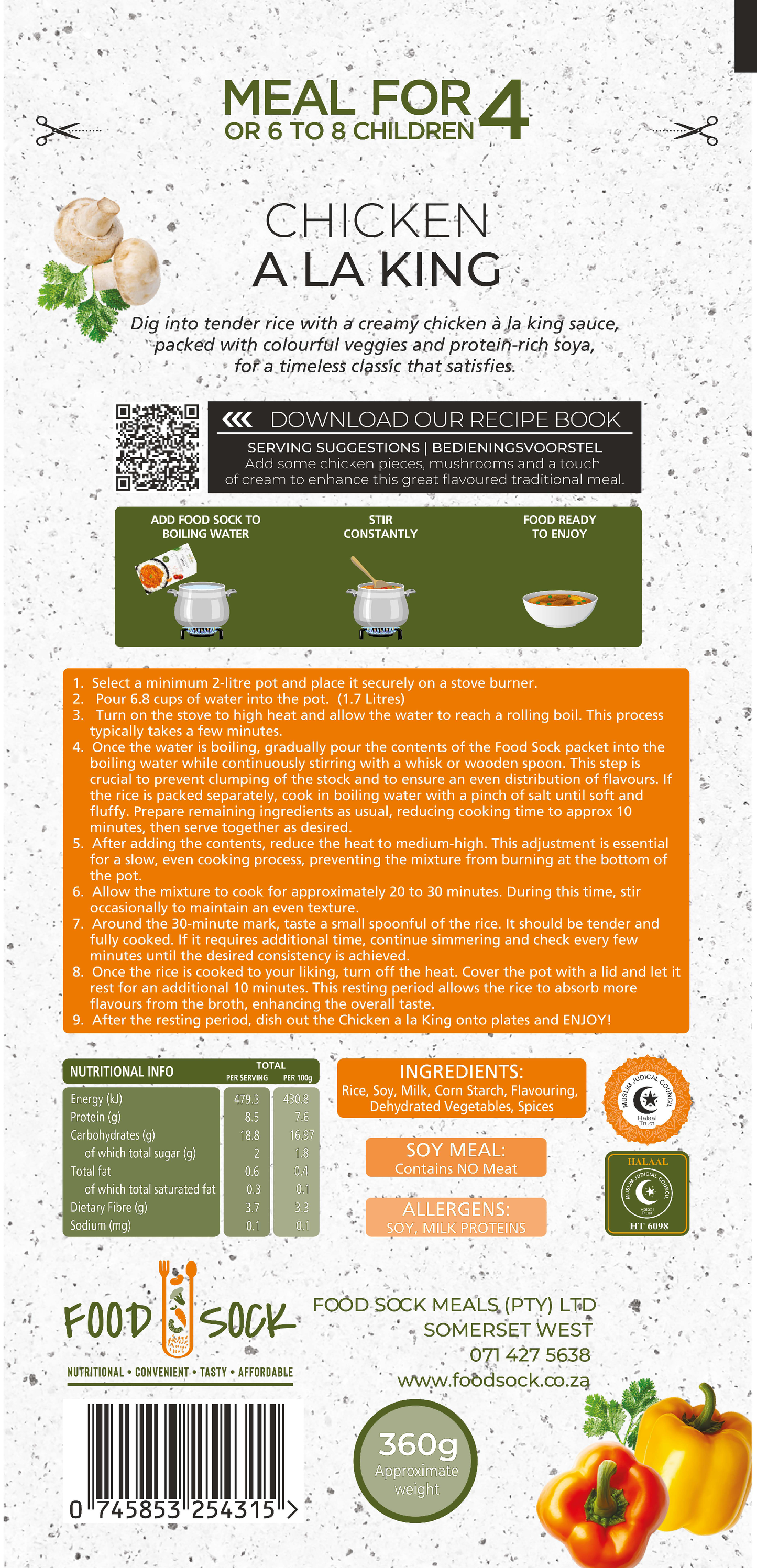 Chicken a la King Food Sock