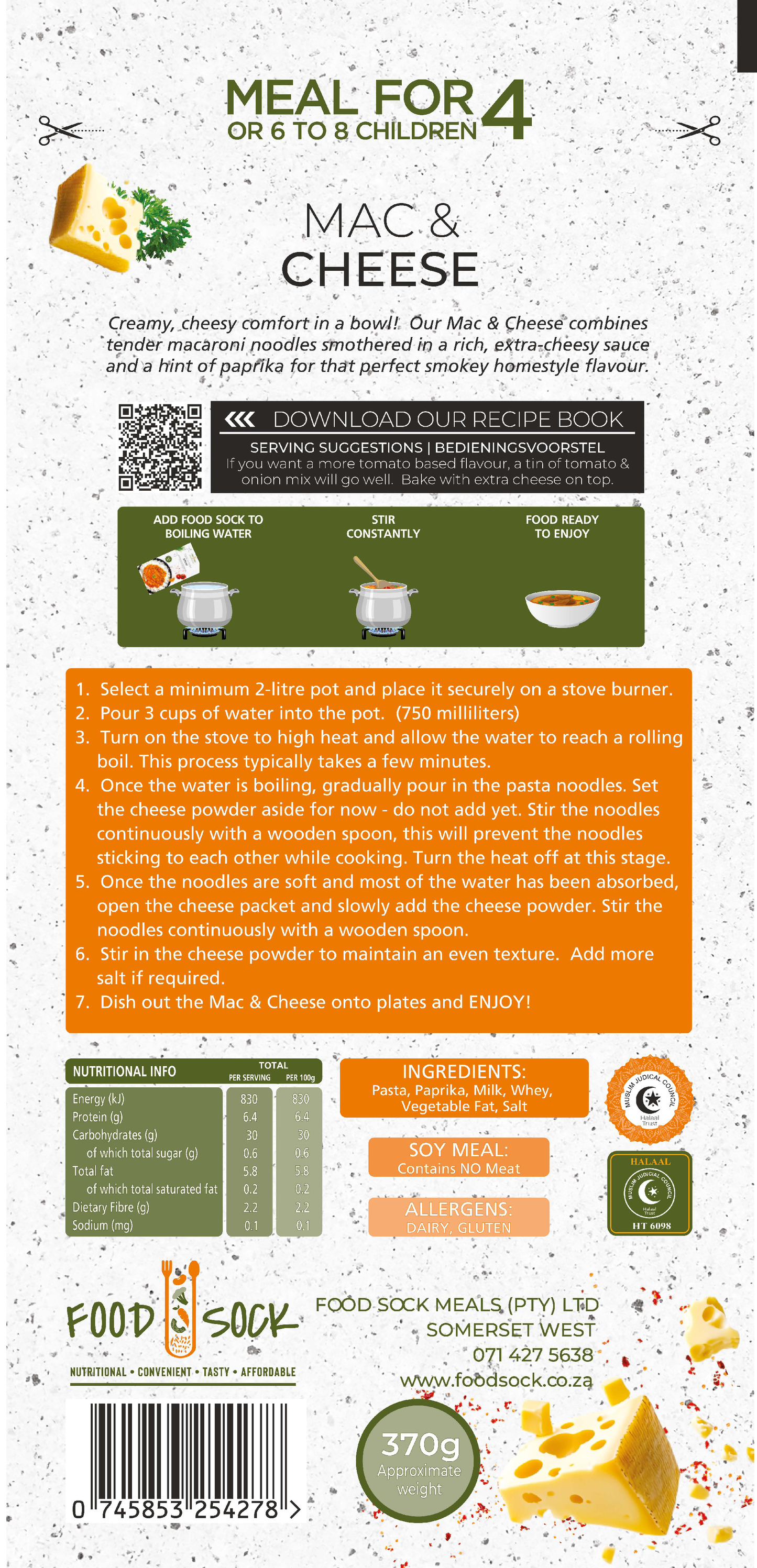 Mac & Cheese Food Sock