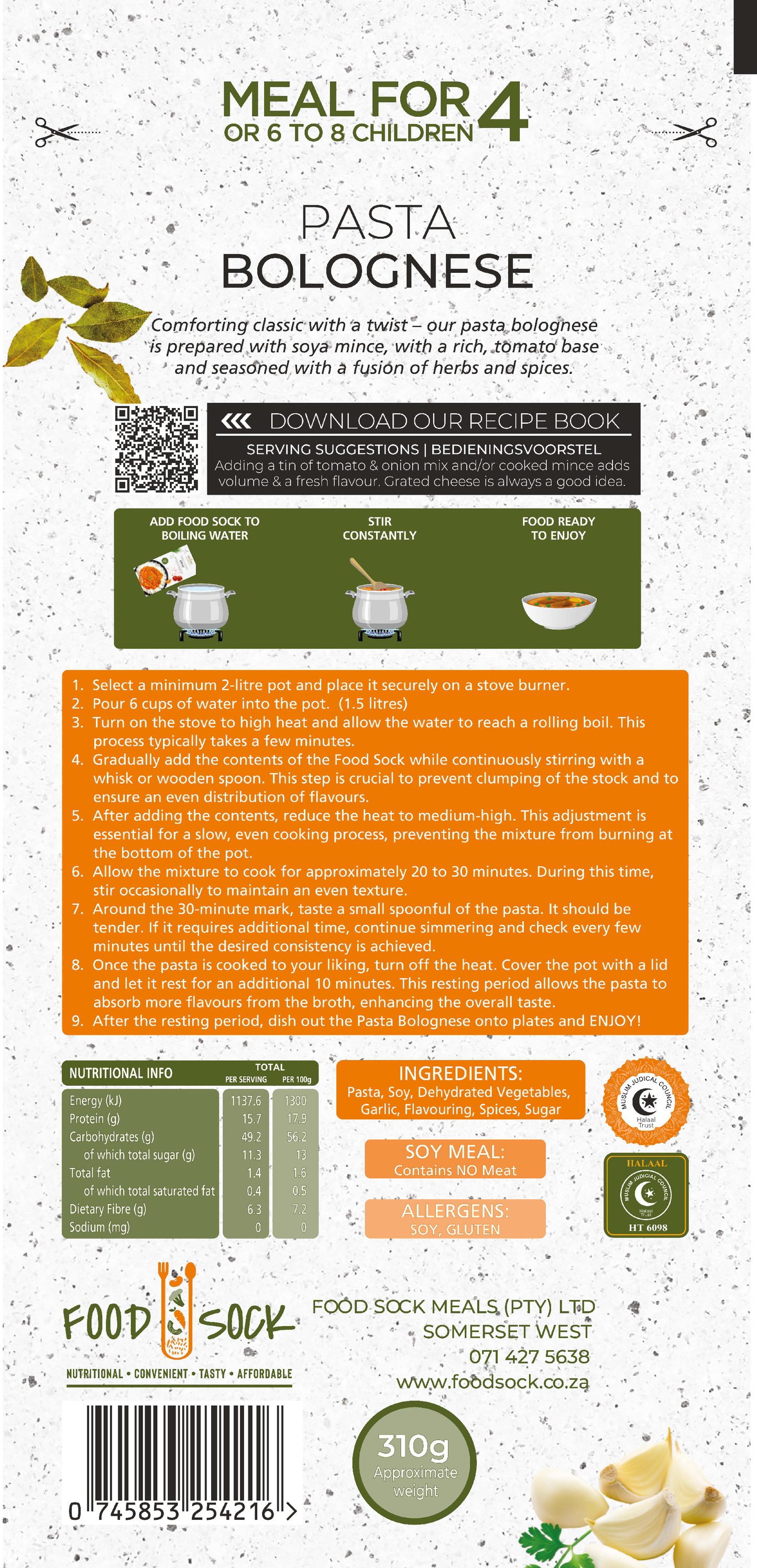 Pasta Bolognese Food Sock